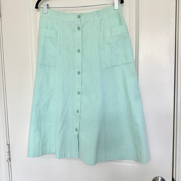 Vintage Pykettes Skirt Women's 12 Baby Blue A-line Midi Cottage Country Prairie - Picture 1 of 13